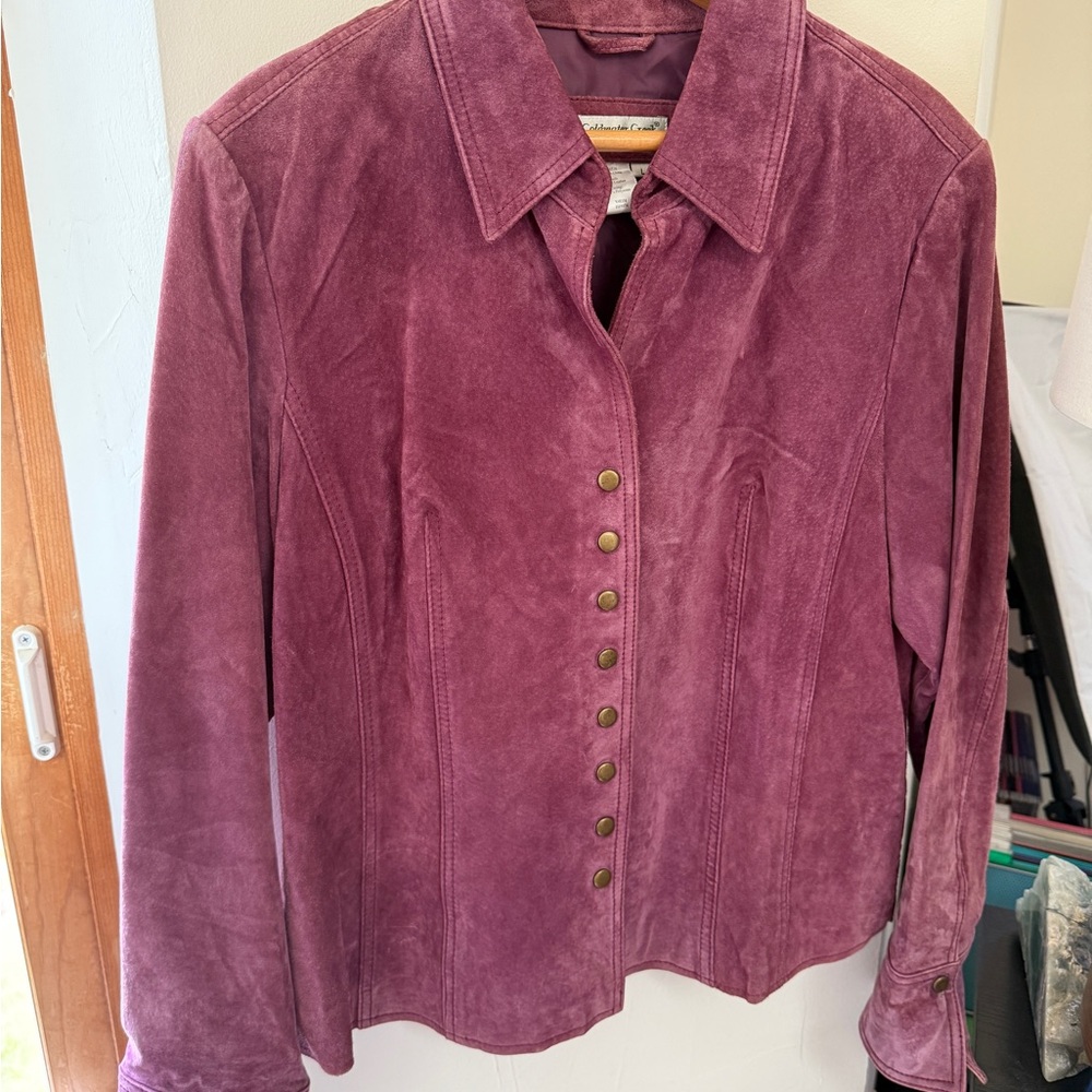 Women's Coldwater Creek Suede Leather Jacket in Dusty Rose, Size L